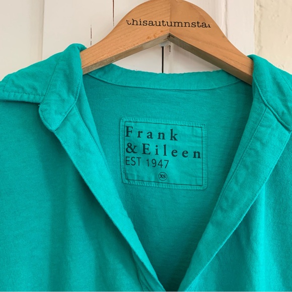 Frank & Eileen Patrick Popover Henley Long Sleeve Shirt Teal Clover Green XS - Picture 6 of 8
